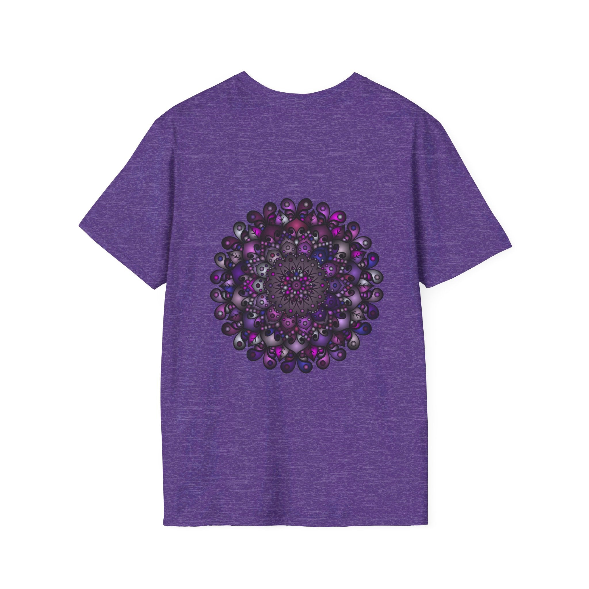 Colorful and intricate handmade mandala art design on softstyle t-shirt