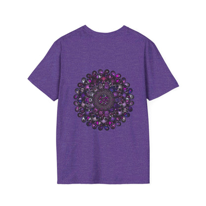 Colorful and intricate handmade mandala art design on softstyle t-shirt