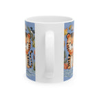 Tiger & Autumn Leaves Ceramic Mug — Cute Watercolor Tiger Coffee Cup (11oz, 15oz)