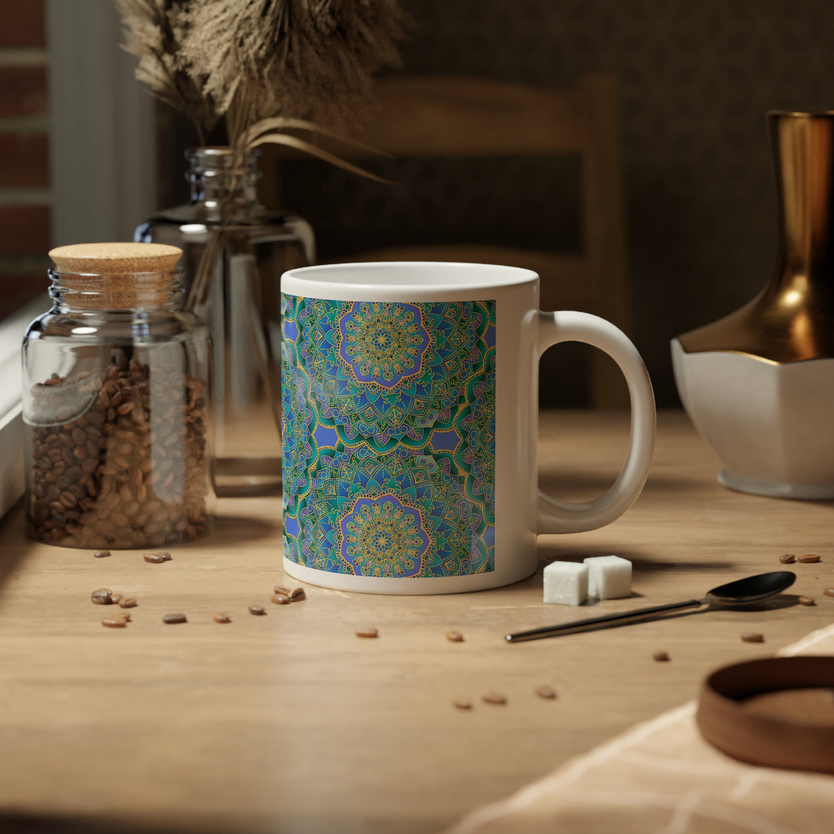 20oz Mandala Mug – Colorful Boho Coffee Cup