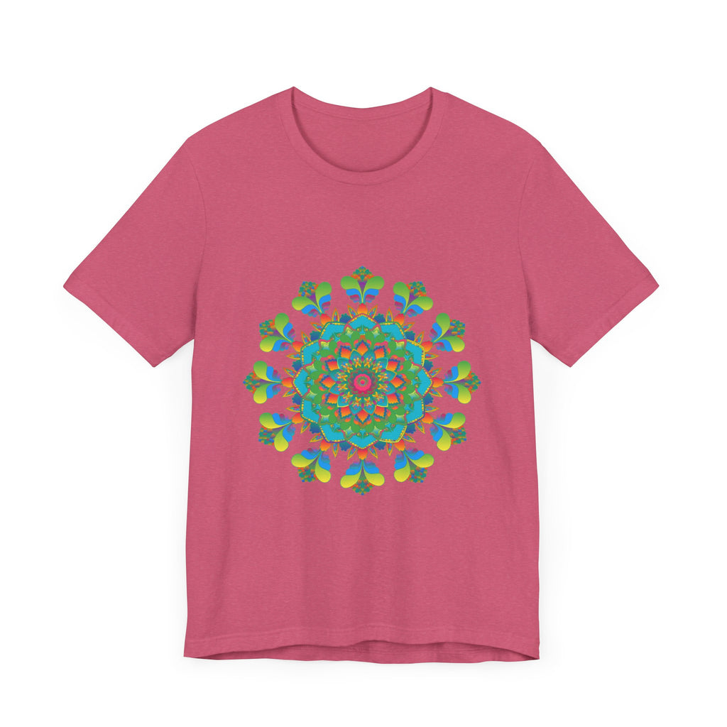 Vibrant and colorful tie dye t-shirt featuring a psychedelic mandala design