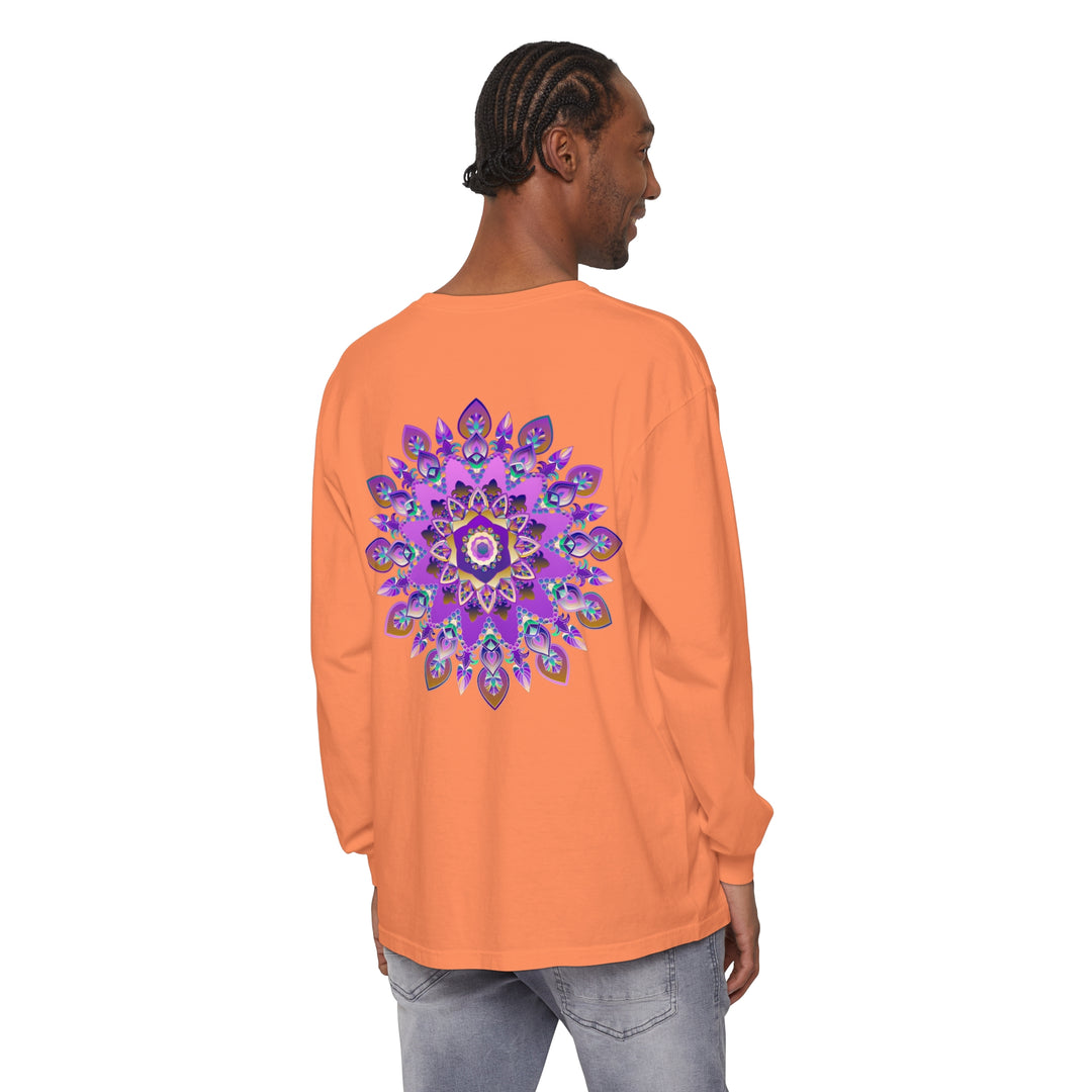 Beautiful purple and gold mandala design long sleeve t-shirt for women