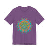 Vibrant Mandala Tee with Circular Floral Design in Bold and Bright Colors