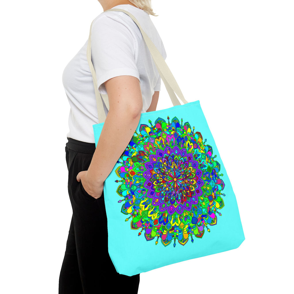 Beautiful tote bag showcasing a colorful and artistic mandala design