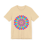 Vibrant and intricate circular design t-shirt featuring psychedelic mandala artwork