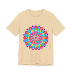 Vibrant and intricate circular design t-shirt featuring psychedelic mandala artwork