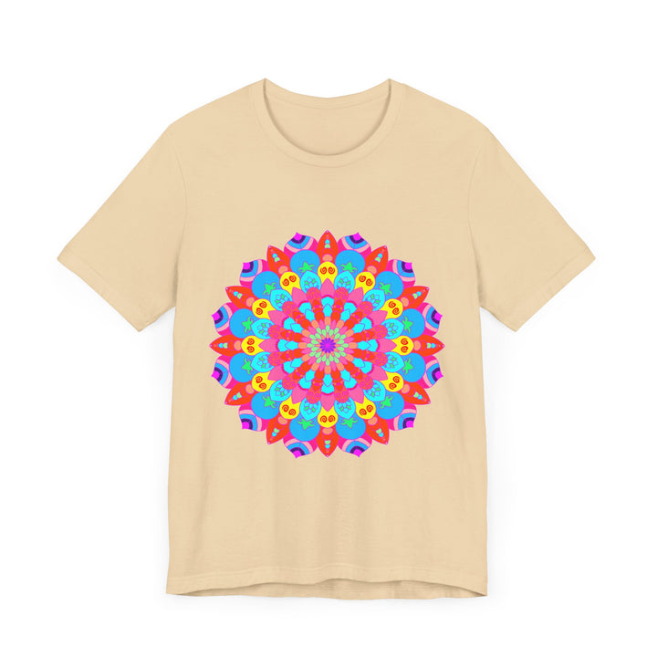 Vibrant and intricate circular design t-shirt featuring psychedelic mandala artwork