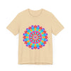 Vibrant and intricate circular design t-shirt featuring psychedelic mandala artwork