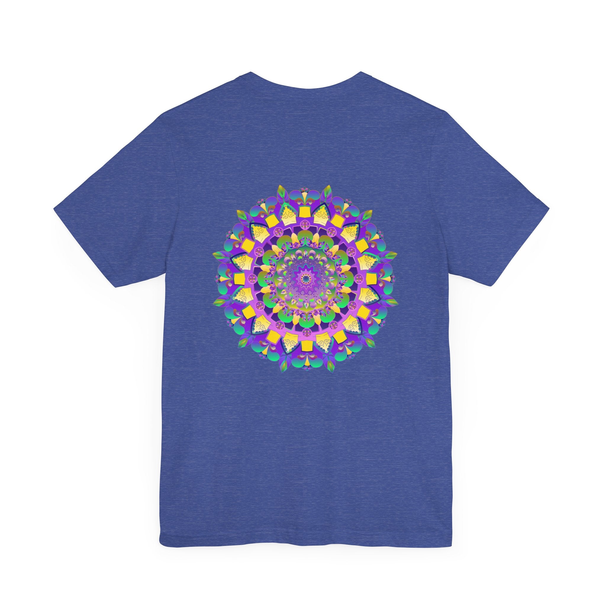 A beautiful, colorful mandala design tee shirt representing spiritual peace and harmony