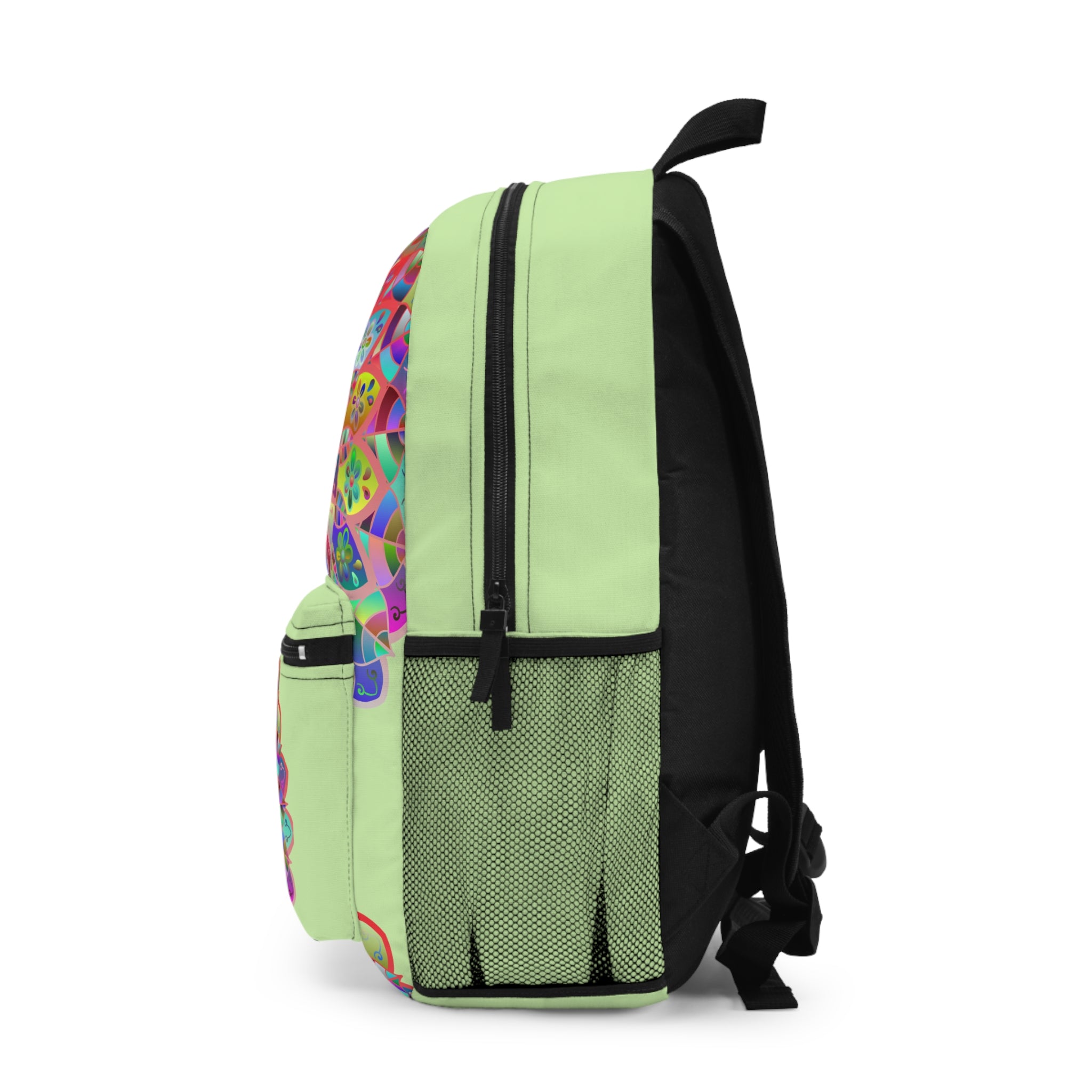 Mandala Pattern Backpack in Soft Green with Creative Flair