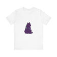 Black Cat Mystery - Colorful Silhouette T-Shirt: A vibrant and eye-catching design featuring a bold black cat silhouette against a colorful background, perfect for cat lovers and mystery enthusiasts