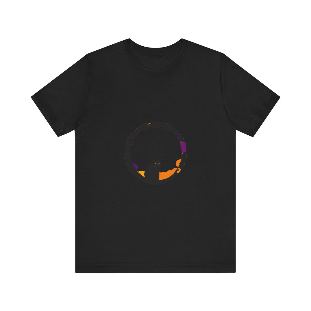 Black Cat Mystery Moon T-Shirt featuring a spooky yet stylish design