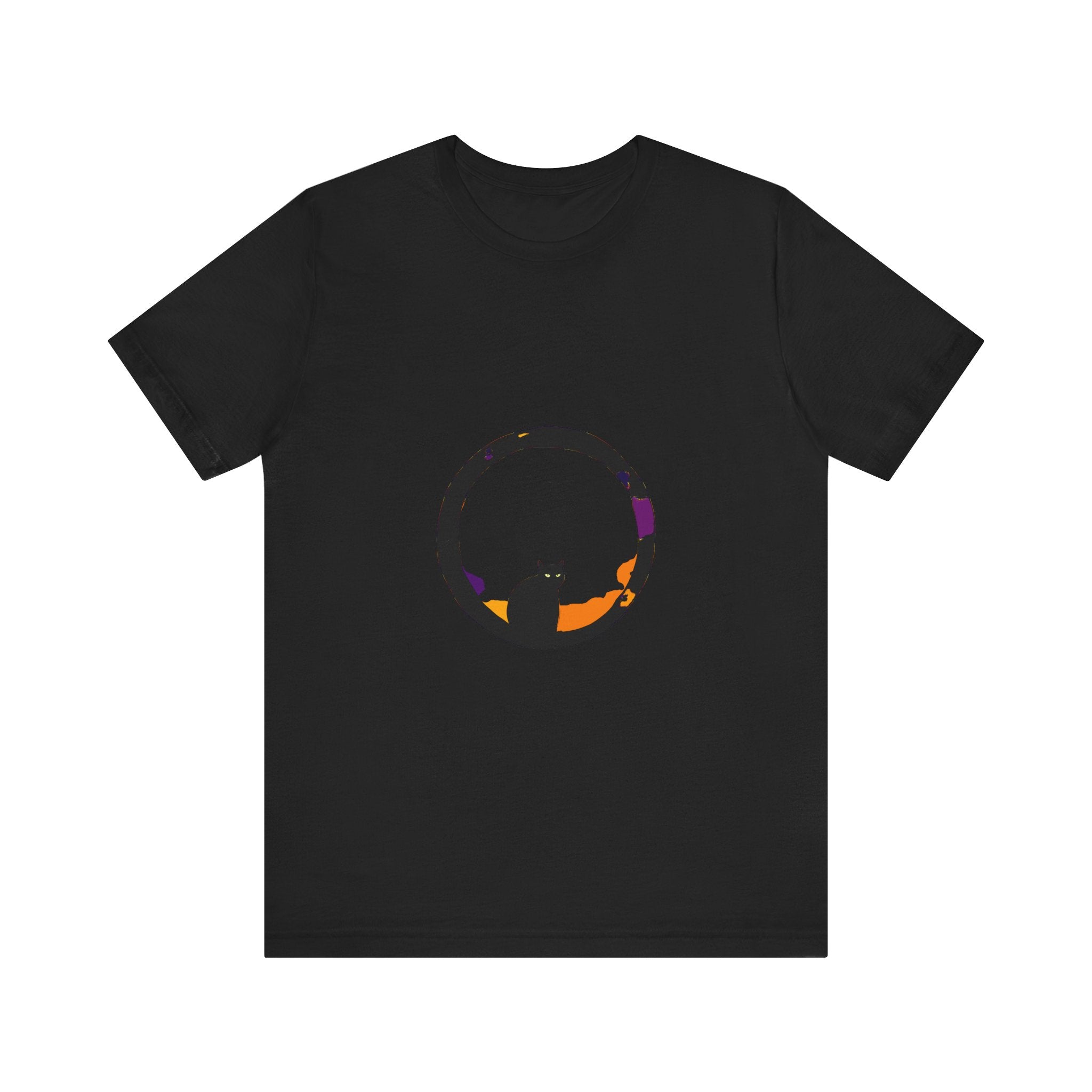 Black Cat Mystery Moon T-Shirt featuring a spooky yet stylish design