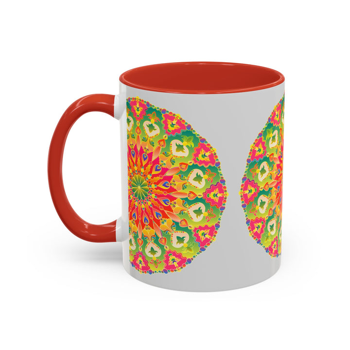 Vibrant and colorful Mandala Art Mug featuring intricate design and bright colors