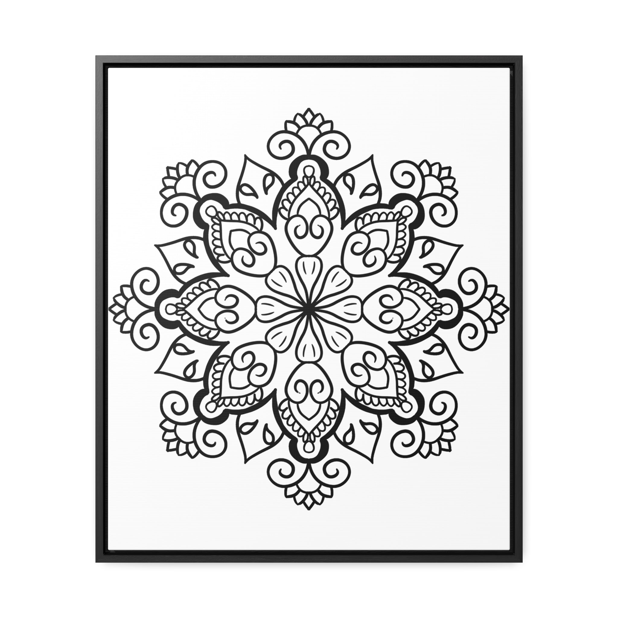 Mandala Handmade Art - Black & White Wall Art - Gallery Canvas Wraps, Vertical Frame 11