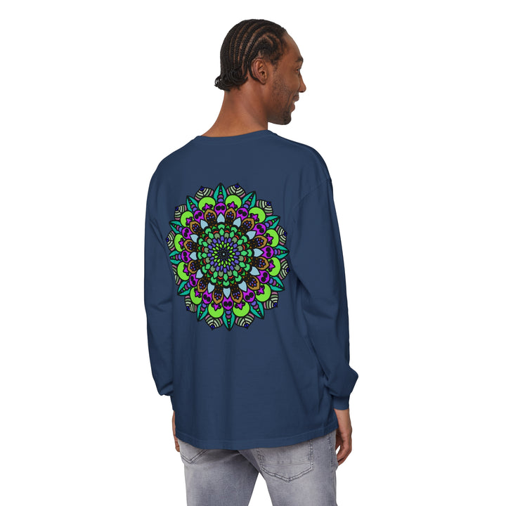 Colorful and intricate mandala design long sleeve unisex t-shirt for men and women