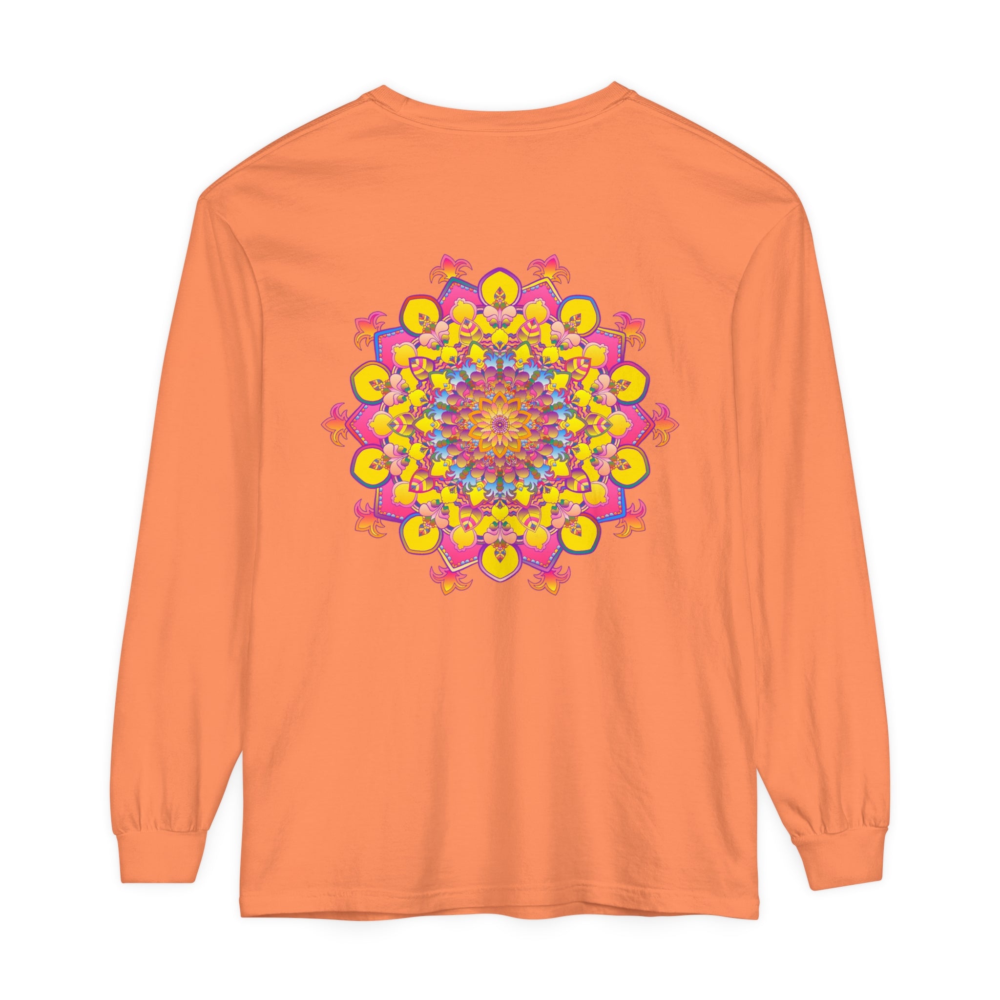 Vibrant Mandala Unisex Long Sleeve T-Shirt with intricate and colorful design