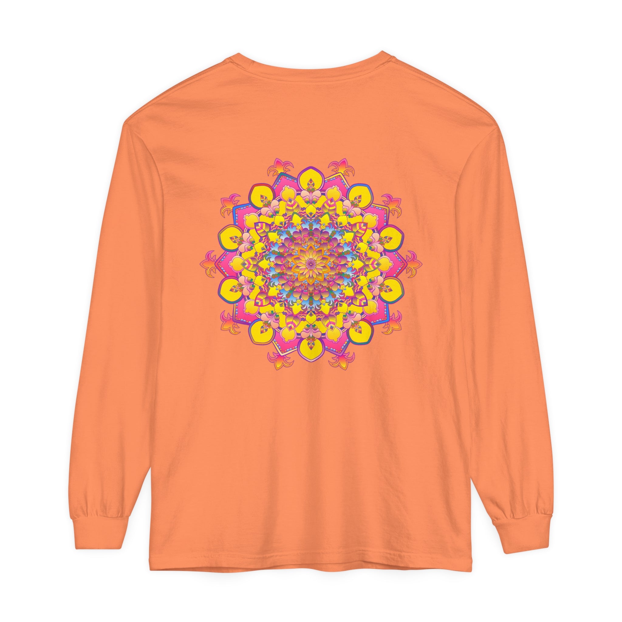Vibrant Mandala Unisex Long Sleeve T-Shirt with intricate and colorful design