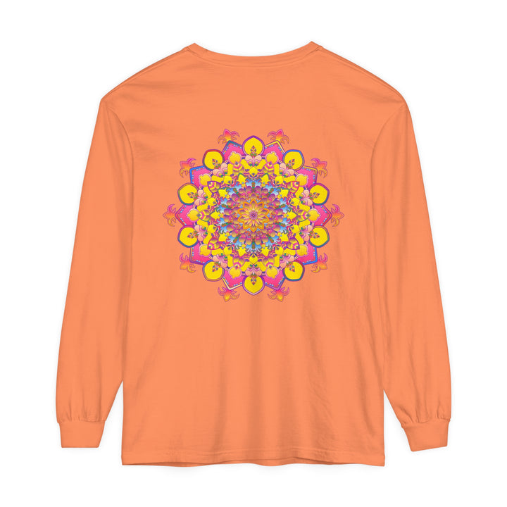 Vibrant Mandala Unisex Long Sleeve T-Shirt with intricate and colorful design