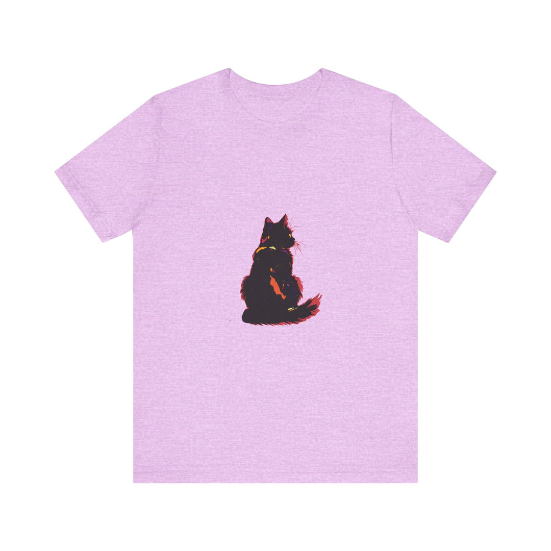 Black Cat Mystery T-Shirt featuring a shadowy feline design with elegant and mysterious vibes, perfect for adding a touch of allure to any outfit