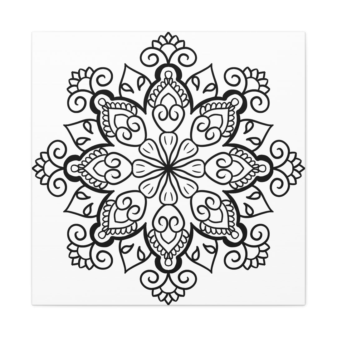 Handmade Black & White Mandala Art on Matte Canvas