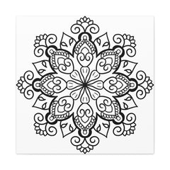 Handmade Black & White Mandala Art on Matte Canvas