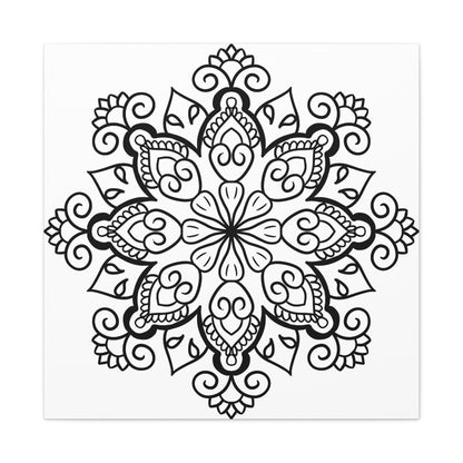 Handmade Black & White Mandala Art on Matte Canvas