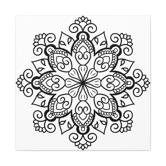 Handmade Black & White Mandala Art on Matte Canvas