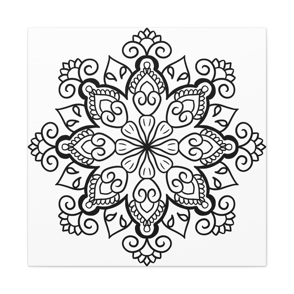 Handmade Black & White Mandala Art on Matte Canvas