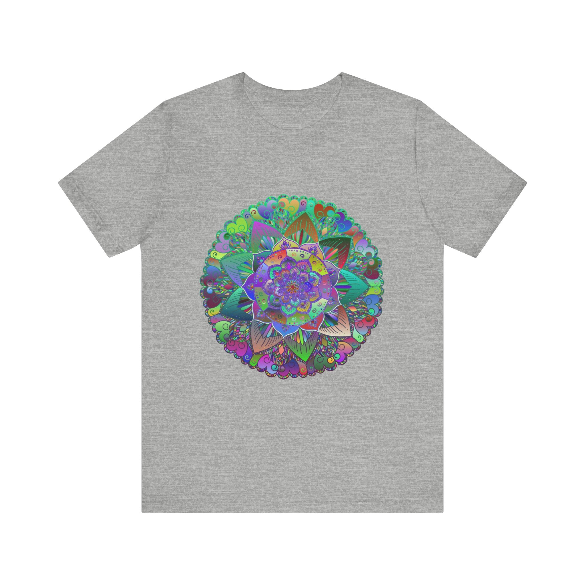 Vibrant Mandala Tee featuring colorful and psychedelic design with intricate patterns