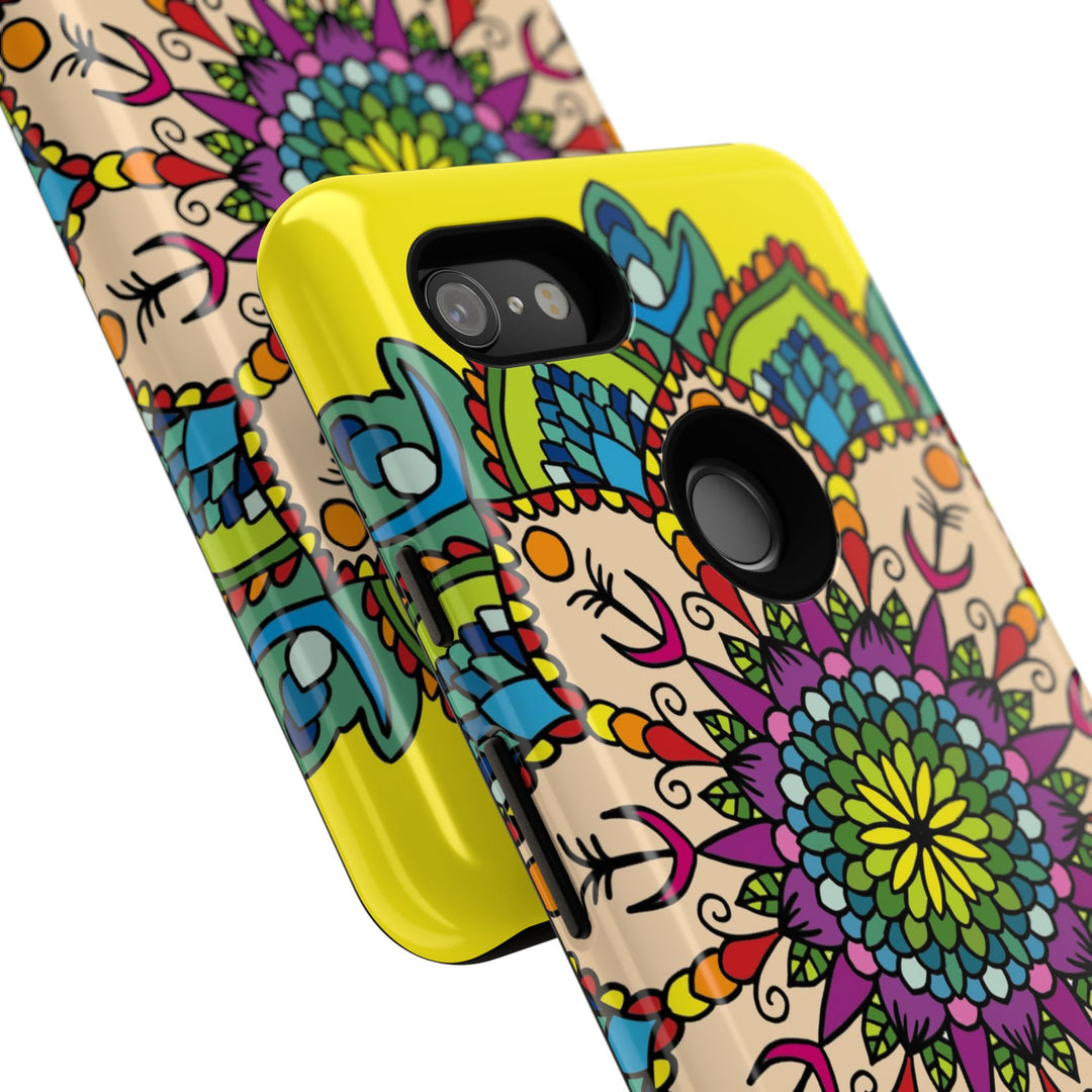 Intricate Floral Yellow Phone Case for Bold Protection and Style