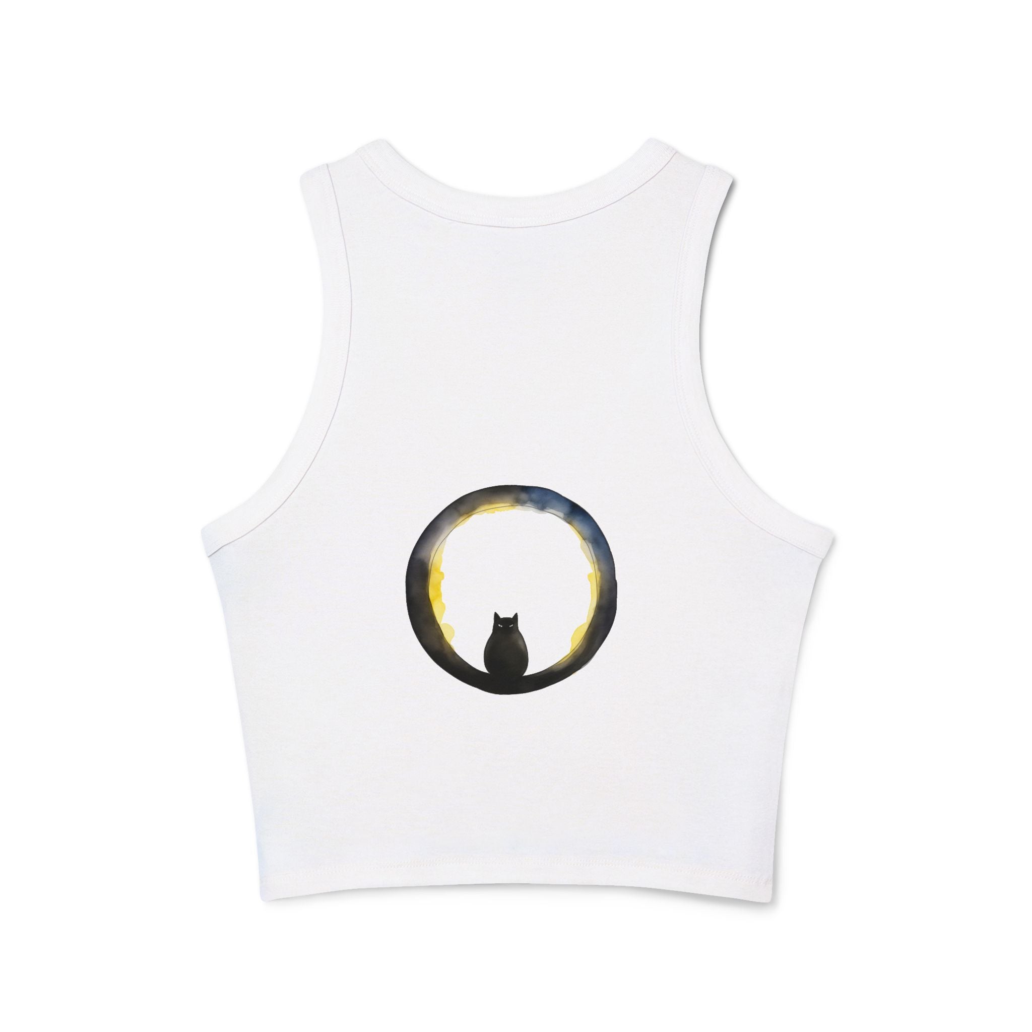 Womens Black Cat Moon Racerback Tank Top with comfortable sleeveless design