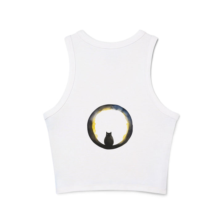 Womens Black Cat Moon Racerback Tank Top with comfortable sleeveless design