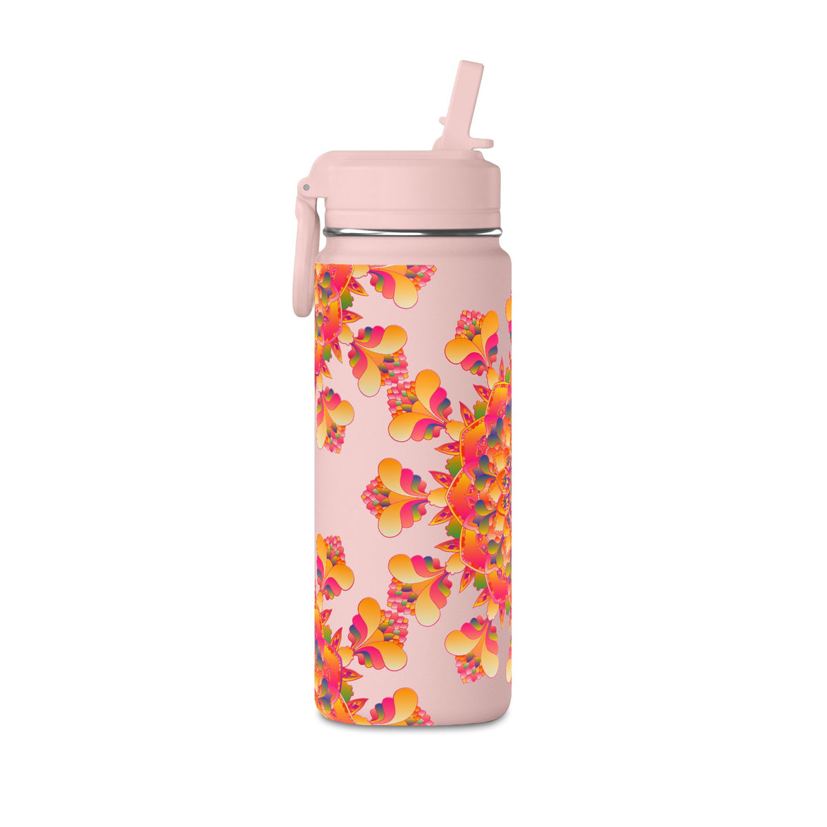 20oz Floral Mandala Mini Water Bottle – Colorful Boho Hydration Bottle