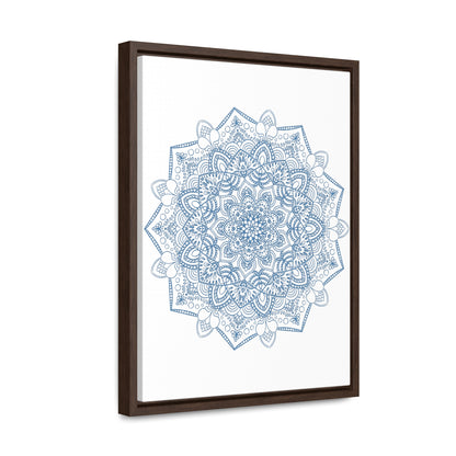 Mandala Handmade Art - Steel Blue Gallery Canvas Wraps Vertical Frame - Mandala Design Wall Art - Exquisite Handcrafted Steel Blue Mandala Design Wall Art on Gallery Canvas Wraps, Vertical Frame