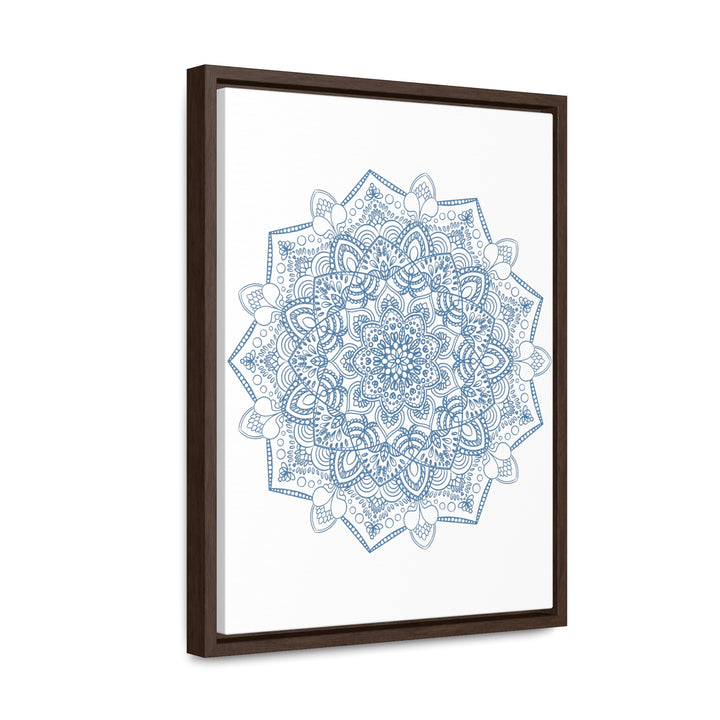 Mandala Handmade Art - Steel Blue Gallery Canvas Wraps Vertical Frame - Mandala Design Wall Art - Exquisite Handcrafted Steel Blue Mandala Design Wall Art on Gallery Canvas Wraps, Vertical Frame