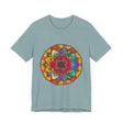 Vibrant Mandala Tee with Red and Yellow Spiritual Design