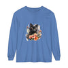 Black Cat & Flowers Watercolor T-Shirt with vibrant hand-painted design on soft cotton fabric