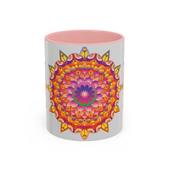 Beautiful mandala art mug with colorful floral design, perfect for enjoying your favorite hot beverages in style