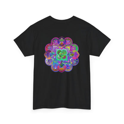 Unisex heavy cotton tee with vibrant mandala art design for yoga and mindfulness