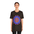 Vibrant and intricate mandala geometric design t-shirt in a variety of colors