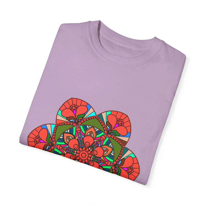 Unisex Mandala T-Shirt made of 100% Ring-Spun Cotton and Garment-Dyed for Extra Comfort, featuring Hand-Drawn Mandala Art