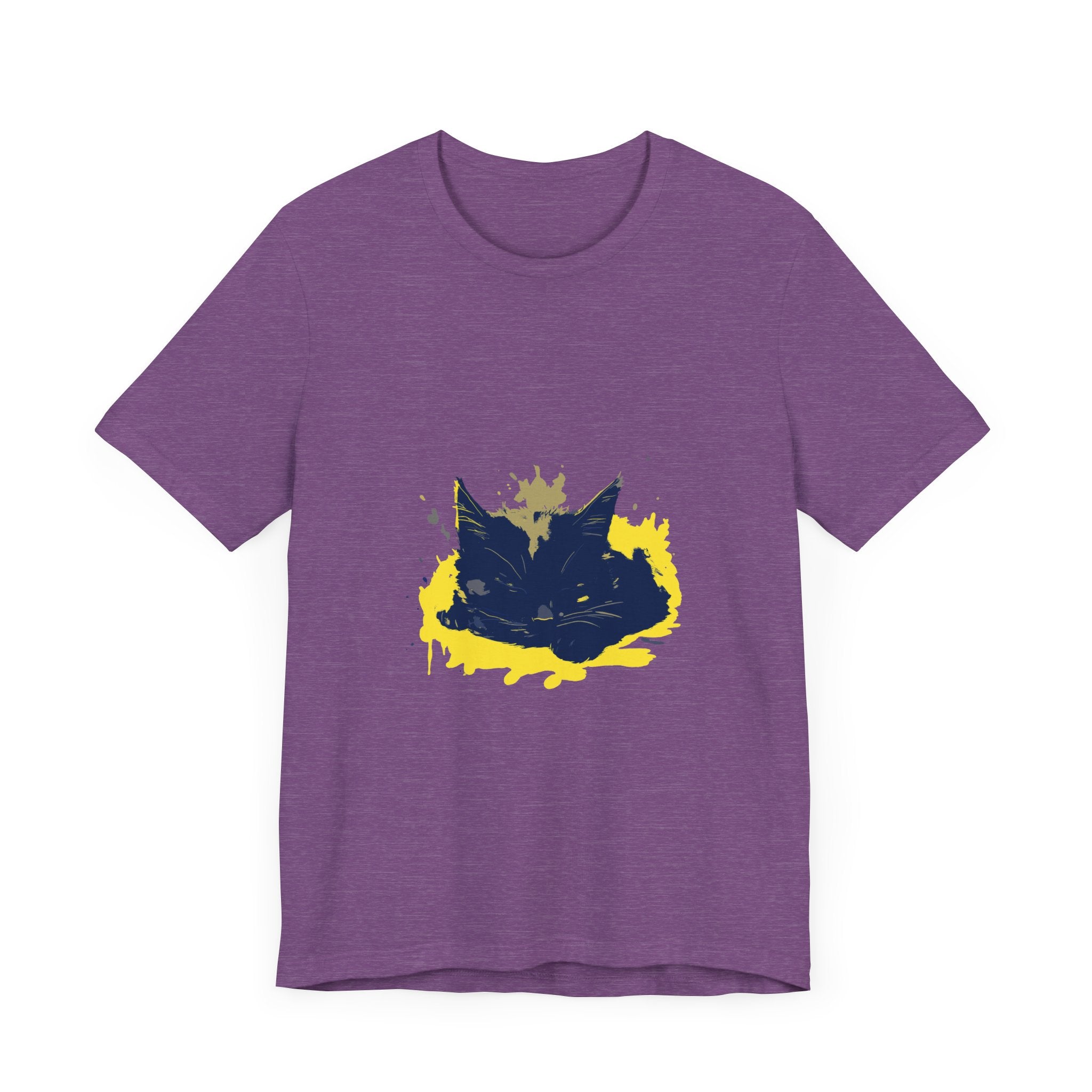 Black Cat Mystery - Street Art T-Shirt: A black t-shirt featuring a mysterious black cat street art design