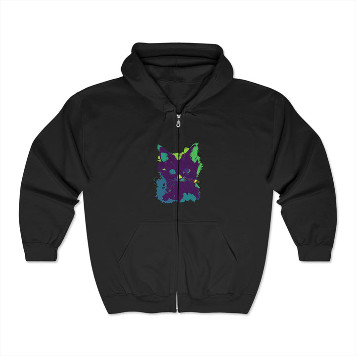 Beautiful watercolor hoodie featuring a mystical black cat design on the front