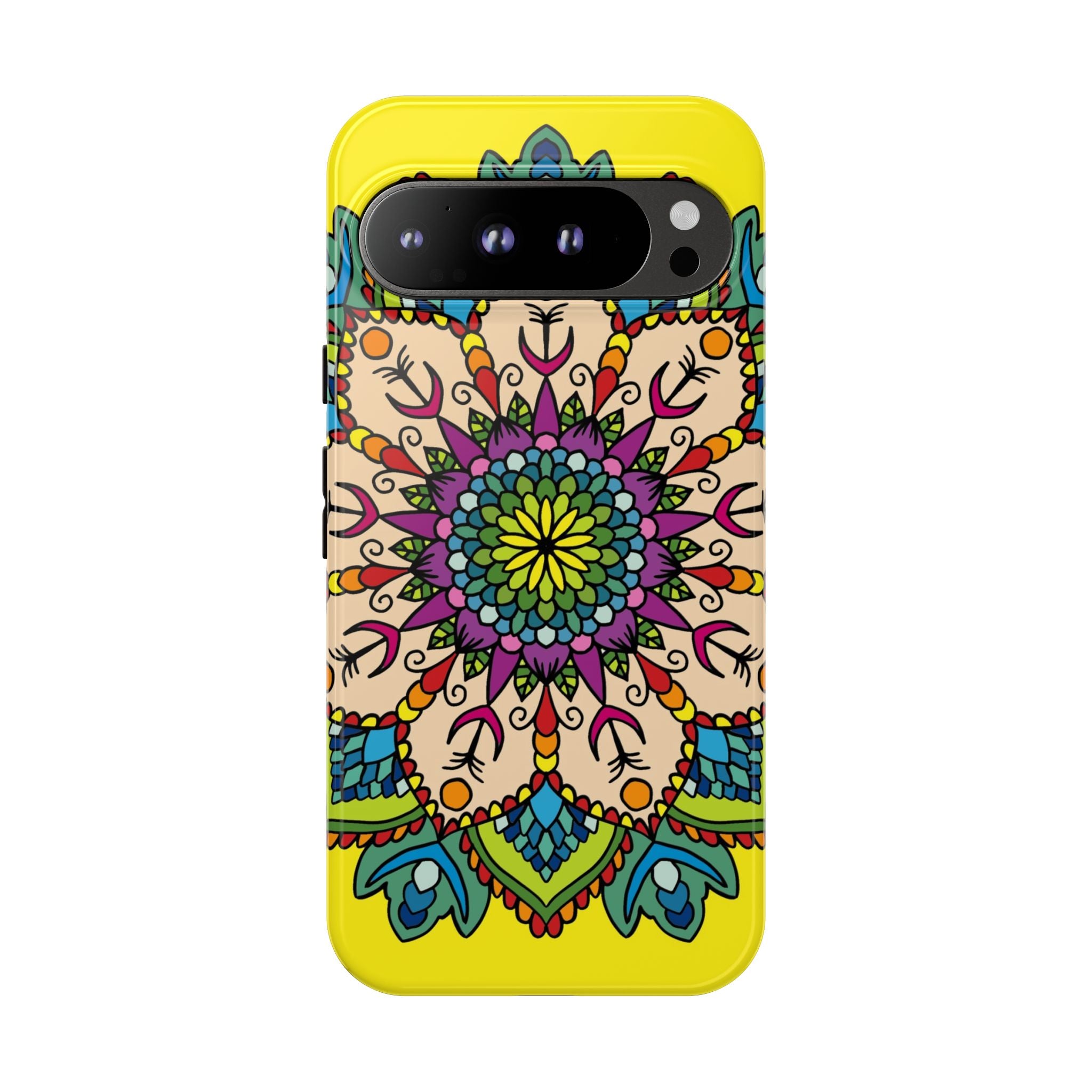 Custodia per telefono con motivo floreale giallo intricato per una protezione e uno stile audaci