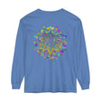 Vibrant and intricate colorful mandala design on unisex long sleeve t-shirt