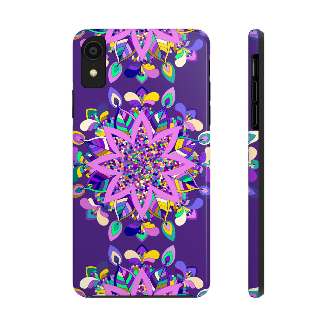 Hand-drawn purple Mandala Art Phone Case designed for iPhone X/XS