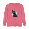 Black Kitten Watercolor Long Sleeve T-Shirt - Soft and comfortable cotton shirt featuring a beautiful watercolor design of a black kitten