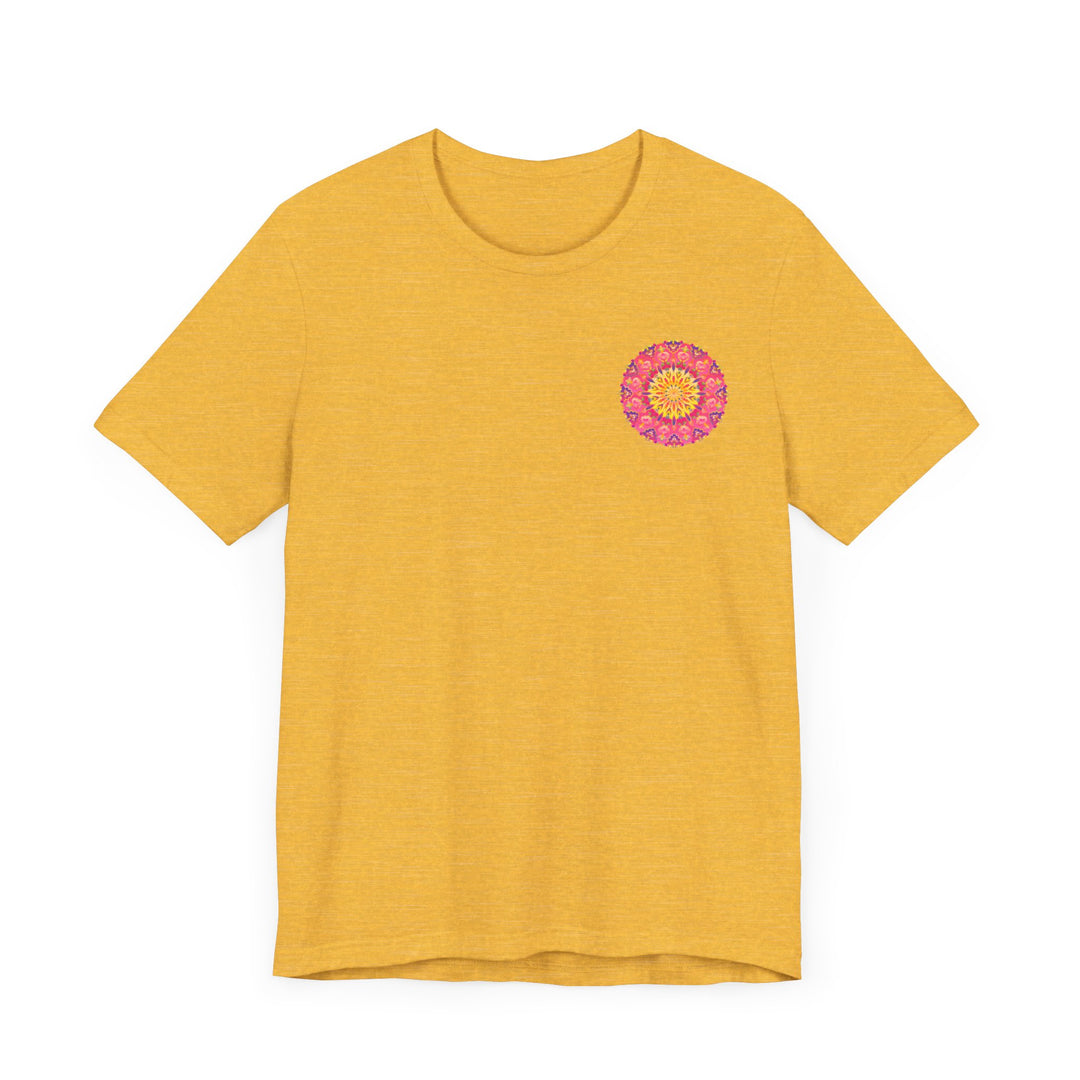 Beautiful pink and yellow mandala design t-shirt representing peace and harmony