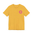 Beautiful pink and yellow mandala design t-shirt representing peace and harmony